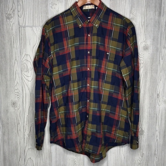Vintage London Fog Plaid Button Down Long Sleeve - Picture 1 of 7